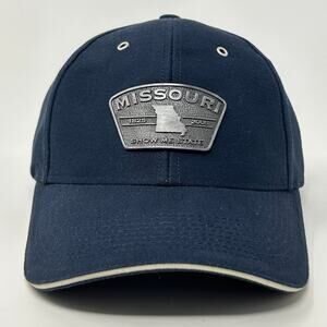 Missouri Show Me State Hat Baseball Cap Falcon Metal Art 6 Panel Strapback Blue